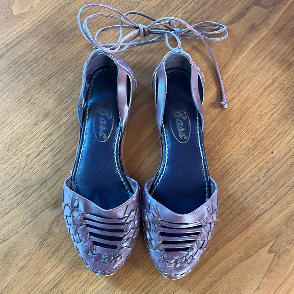Vintage Bass Lace Up Espadrilles flats Sandals Made in Brazil
